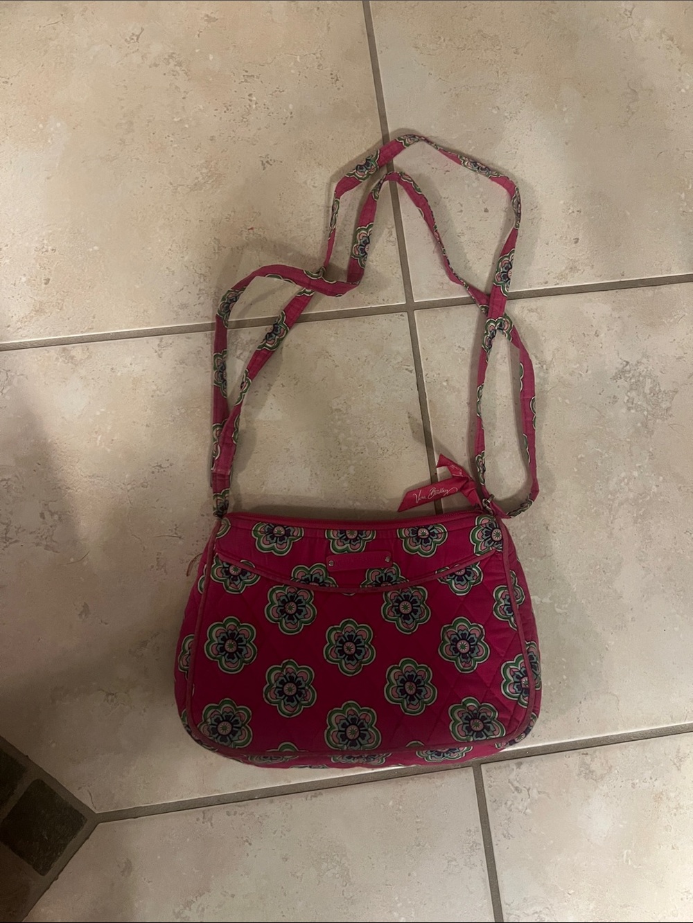 Vera Bradley Hot Pink Floral Quilted Crossbody Bag